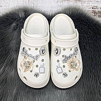 Крокси жіночі Progress білі з джибітсами на платформі 4868, фото 4