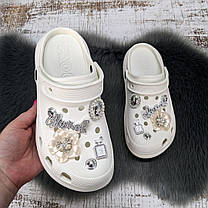 Крокси жіночі Progress білі з джибітсами на платформі 4868, фото 5