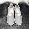 Мокасини жіночі Crystal сірі на білій підошві текстильні сітка 4947, фото 6