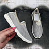 Мокасини жіночі Crystal сірі на білій підошві текстильні сітка 4947, фото 8