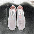 Мокасини жіночі Ok Shoes сірі з рожевим текстильні сітки 8002, фото 5