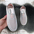 Мокасини жіночі Ok Shoes сірі з рожевим текстильні сітки 8002, фото 6