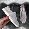 Мокасини жіночі Ok Shoes сірі з рожевим текстильні сітки 8002, фото 7
