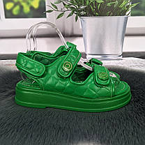 Босоніжки жіночі Veagia зелені еко-шкіра на липучках 8010, фото 4