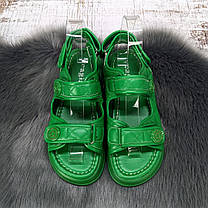 Босоніжки жіночі Veagia зелені еко-шкіра на липучках 8010, фото 5