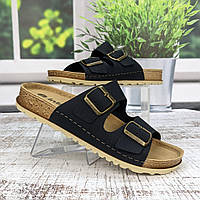 Шльопанці чоловічі Inblu темно-сині шкіряні з пряжками 3967