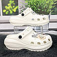 Крокси жіночі Progress білі з джибітсами на платформі 4868, фото 2