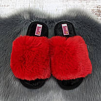 Тапочки жіночі хутряні Fangre червоні 8013, фото 3