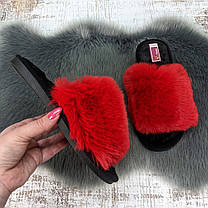 Тапочки жіночі хутряні Fangre червоні 8013, фото 4