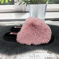 Тапочки жіночі хутряні Fangre пудрові 8013, фото 2