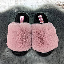 Тапочки жіночі хутряні Fangre пудрові 8013, фото 3