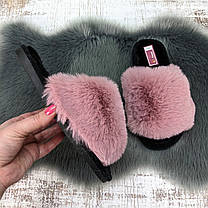 Тапочки жіночі хутряні Fangre пудрові 8013, фото 4