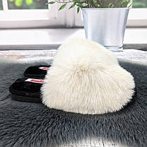 Тапочки жіночі хутряні Fangre світло-бежеві 8013, фото 2