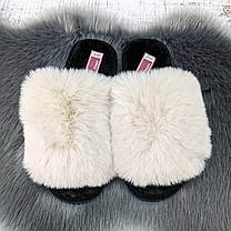 Тапочки жіночі хутряні Fangre світло-бежеві 8013, фото 3