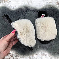 Тапочки жіночі хутряні Fangre світло-бежеві 8013, фото 4