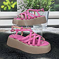 Босоніжки жіночі MeiDeLi рожеві на масивній бежевій підошві 4931, фото 3