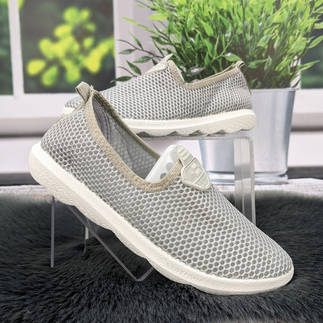 Мокасини жіночі Crystal сірі на білій підошві текстильні сітка 4947, фото 1