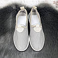 Мокасини жіночі Crystal сірі на білій підошві текстильні сітка 4947, фото 6