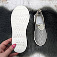Мокасини жіночі Crystal сірі на білій підошві текстильні сітка 4947, фото 7