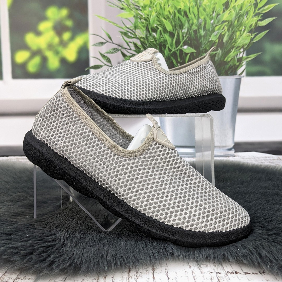 Мокасини жіночі Crystal сірі на чорній підошві текстильні сітка 4947, фото 1