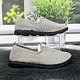Мокасини жіночі Crystal сірі на чорній підошві текстильні сітка 4947, фото 2