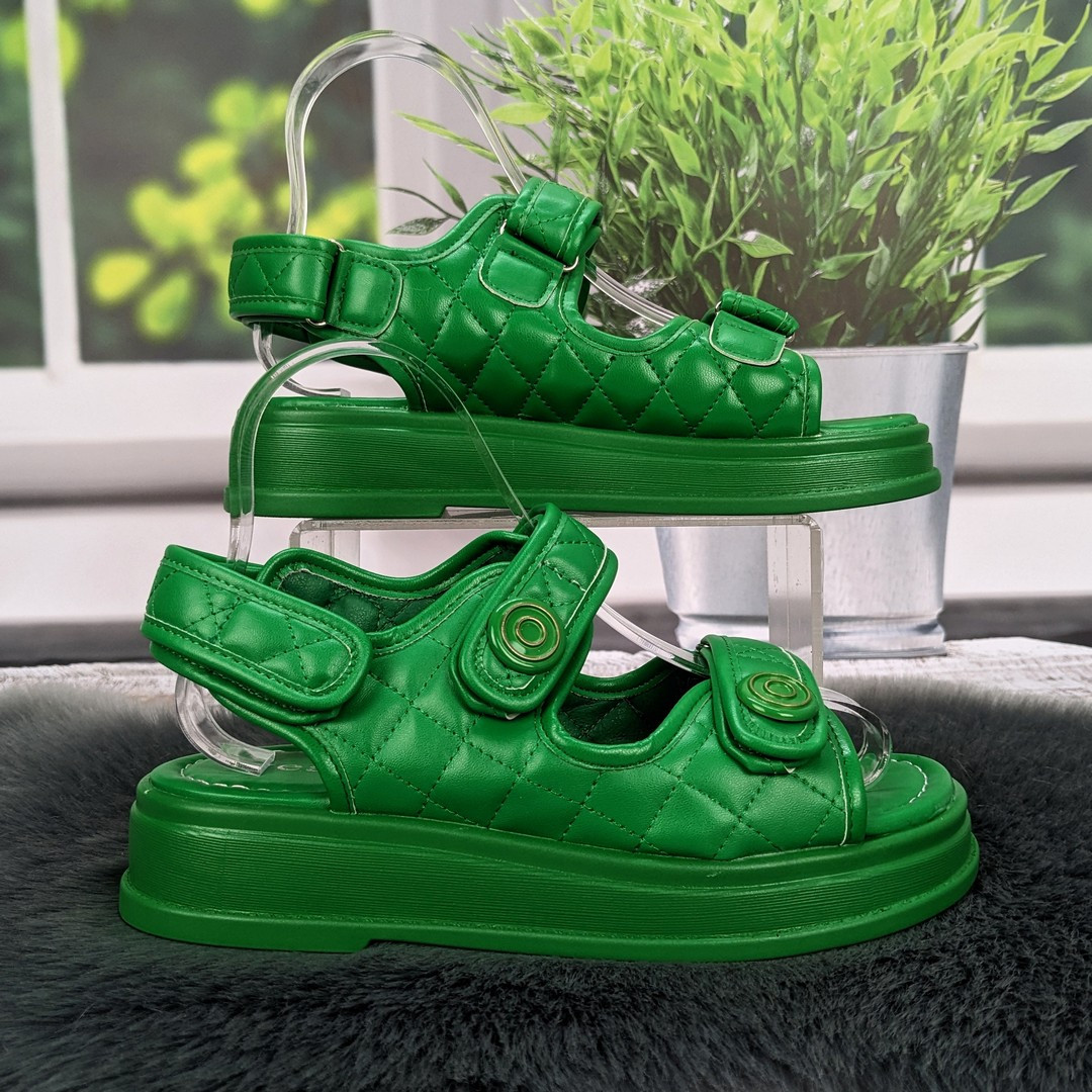 Босоніжки жіночі Veagia зелені еко-шкіра на липучках 8010, фото 1