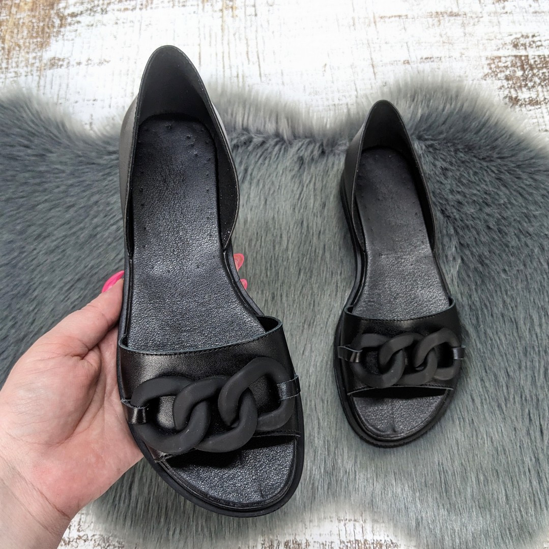 Босоніжки жіночі GAYRA чорні шкіряні без застібки 8003, фото 1