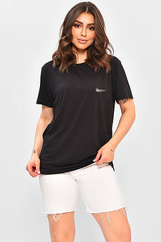 Футболка жіноча однотонна чорного кольору 204063M