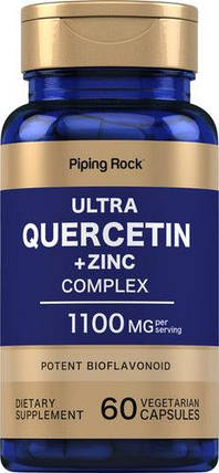 Ультракомплекс Кверцетин із цинком Piping Rock Ultra Quercetin plus Zinc Complex 1100 мг 60 капс., фото 1
