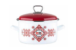 Каструля емальована Biol 220мм x 4.6л вишиванка червона (CE22V2)