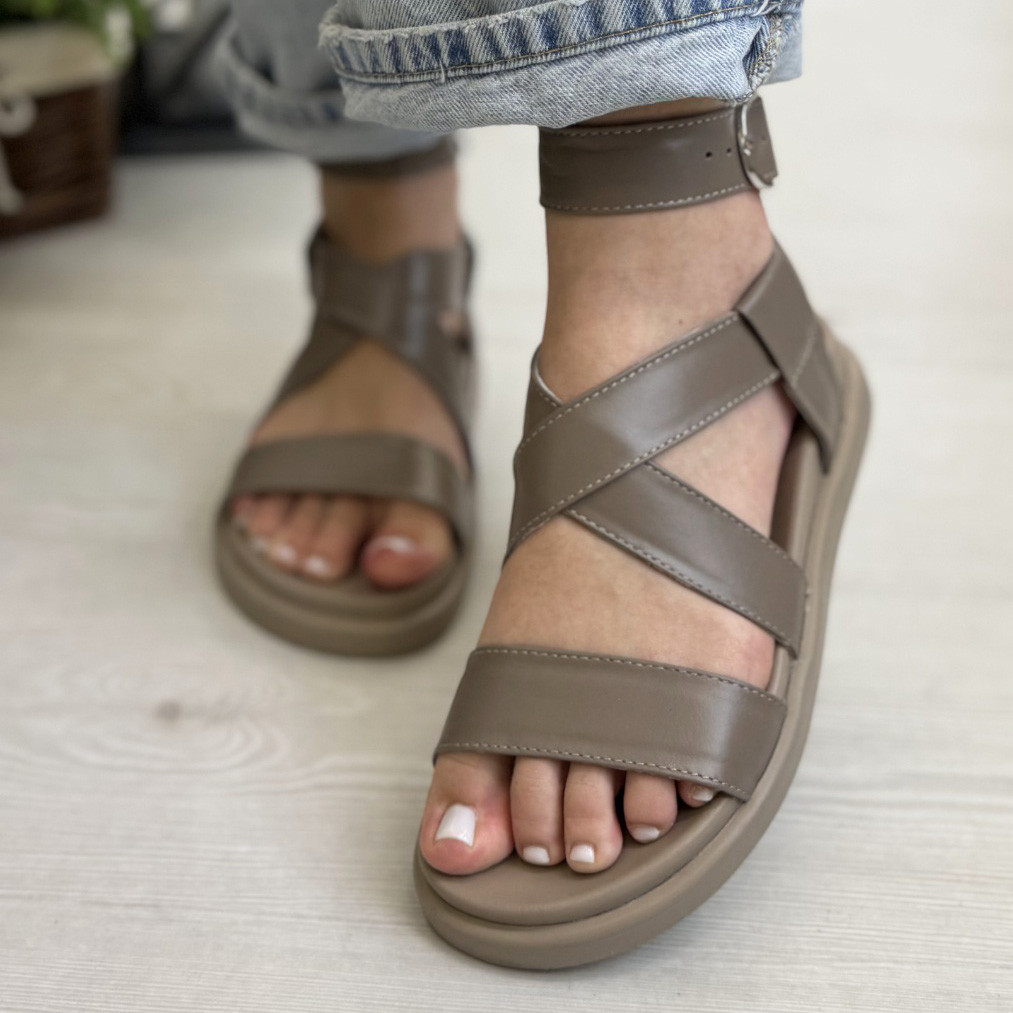 Босоніжки жіночі шкіряні з анатомічною устілкою. Колір візон. 37 розмір, фото 1