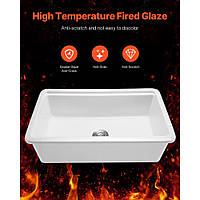 Мойка для кухни Farmhouse, встраиваемая, с одной чашей, белая, шамотная, 835 мм