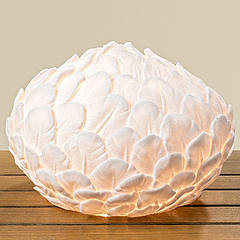 Лампа нічник Перо біла полістоун d28см Гранд Презент 1003894