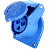 Розетка силова врізна Tarel 2Р+PE, 250 В, 16 А, IP44