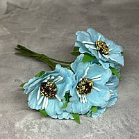 Мак дикий, колір блакитний, арт 018569, 1 букет- 6 шт, Блакитний