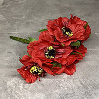 Мак дикий, колір червоний, арт 018572, 1 букет- 6 шт, Червоний