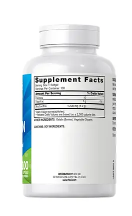 Лецитин Rite Aid Soya Lecithin 1200 мг 100 капс., фото 2