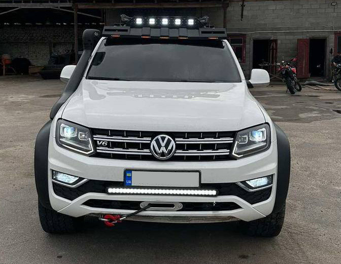 Козирок лобового скла під багажник DAKAR (LED) для Volkswagen Amarok 2010-2022 рр, фото 1