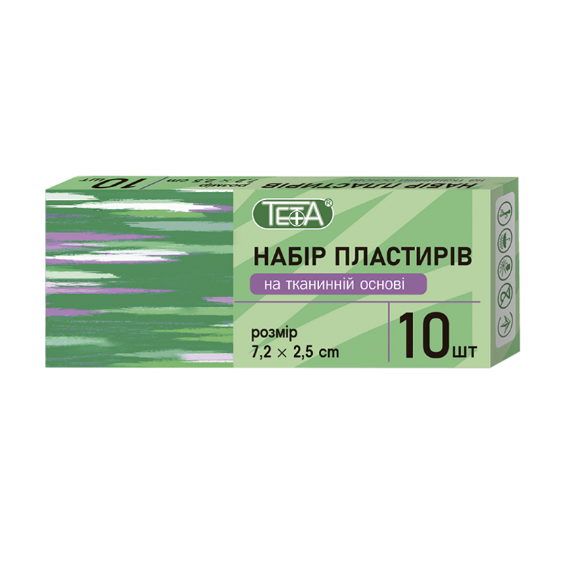 Пластир для ран Teta® на тканинній основі, розмір 2,5х7,2 см 10 шт./пак