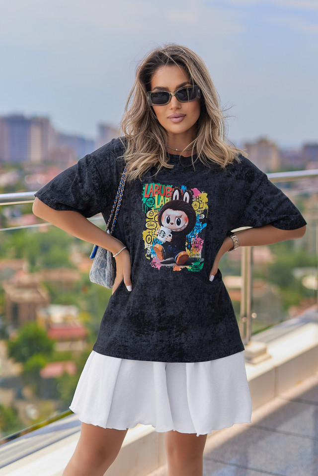 Бавовняна жіноча футболка тай-дай Labubu "Graffiti" 