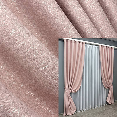 Комплект штор (2шт. 1,5х2,7м.) льон однотонний. Колір рожевий. Код 1737ш 33-0726
