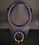 Набір намисто-джгут та браслет Фіолетова фантазія Ручна робота, фото 2