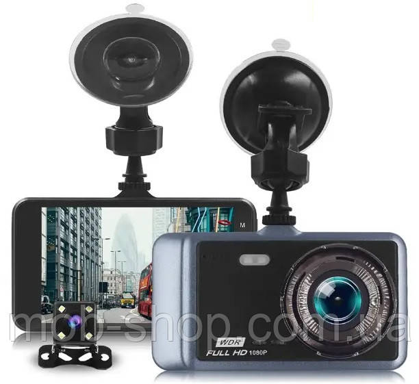 Відеореєстратор DVR GT500 Full HD 4" з виносною камерою, кут огляду 170°, датчик руху