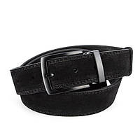 Ремінь чоловічий замшевий зі строчкою НС-3423 (120 см) чорний