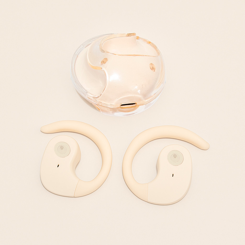 Бездротові навушники з мікрофоном OWS T2 Crystal Бежевий, bluetooth гарнітура для ноутбука, телефону, фото 1