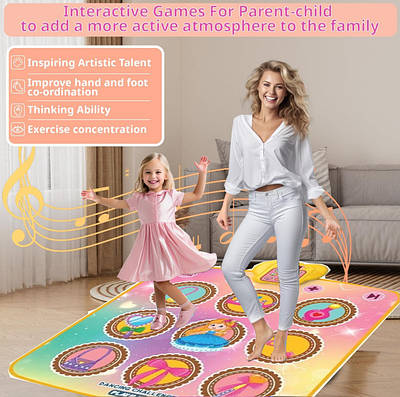 Дитячий танцювальний килимок музичний ігровий інтерактивний Dance mat 5 рівнів пісні світло англ озвучка