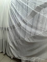 Тюль бамбук зі смужкою 40017 Сріблястий на відріз
