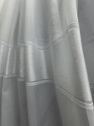 Тюль бамбук зі смужкою 40001 білий оптом, фото 2