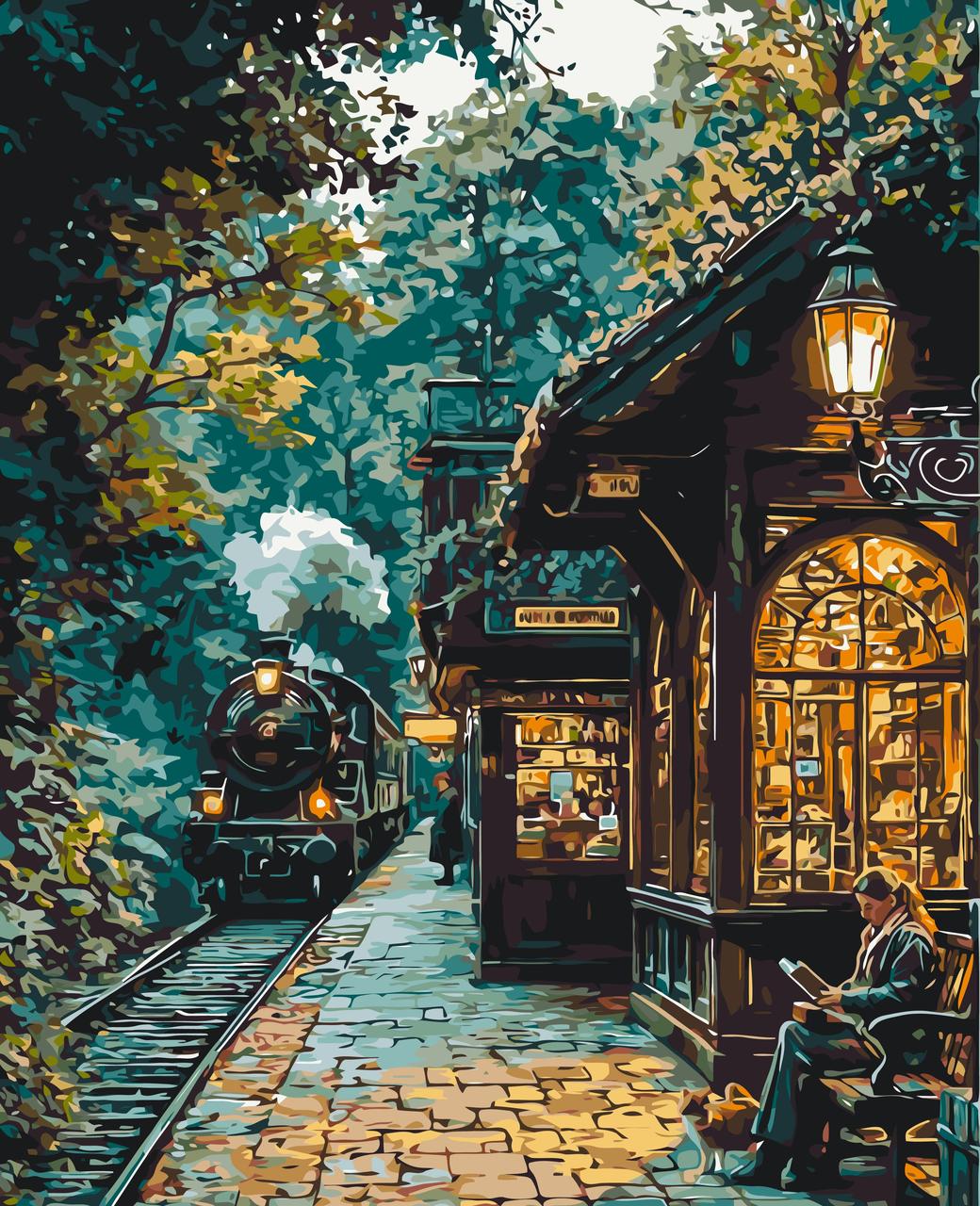 Картина за номерами В очікуванні поїзда. Краєвид 40*50 см Оригамі LW 3494, фото 1