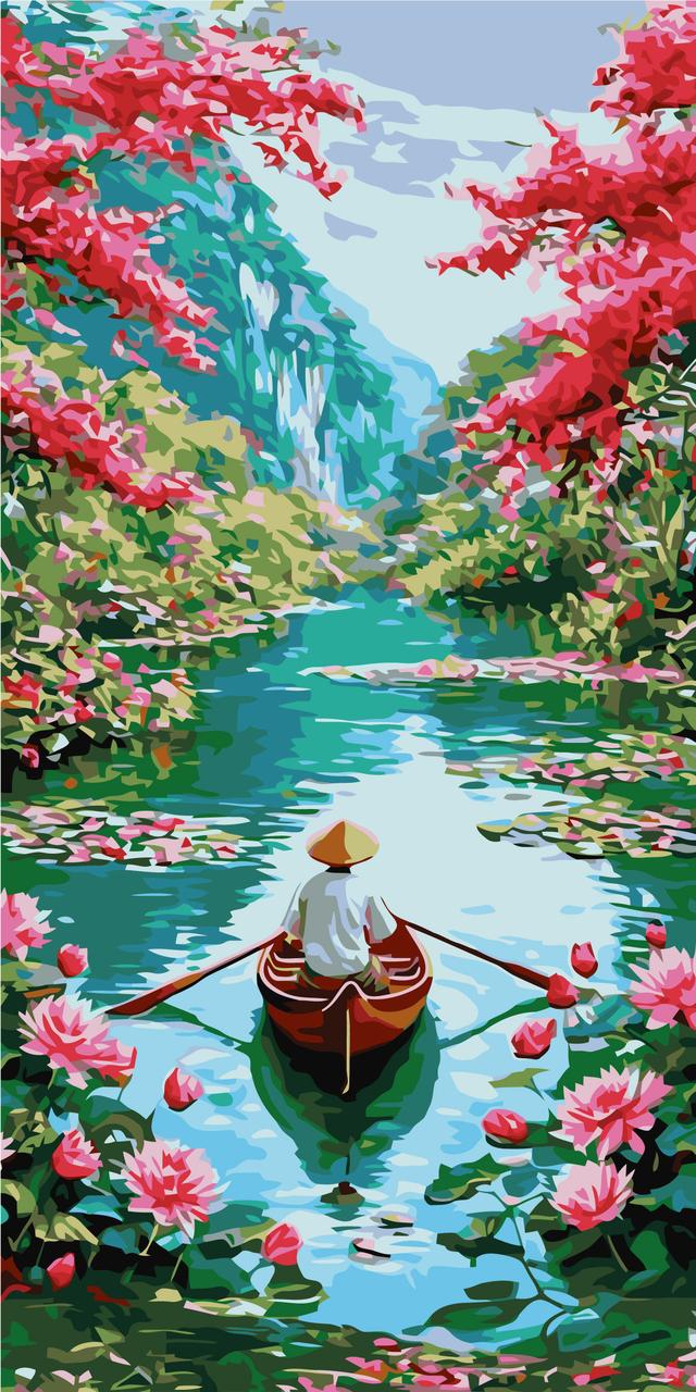 Картина за номерами Пейзаж. Спокій Сходу 40*80 см Орігамі LW 5149, фото 1